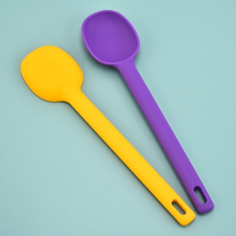 Large Size Soup Spoon Long Handle Seasoning Spoon Kitchenware Silicone Stirring Spoon  Cereal