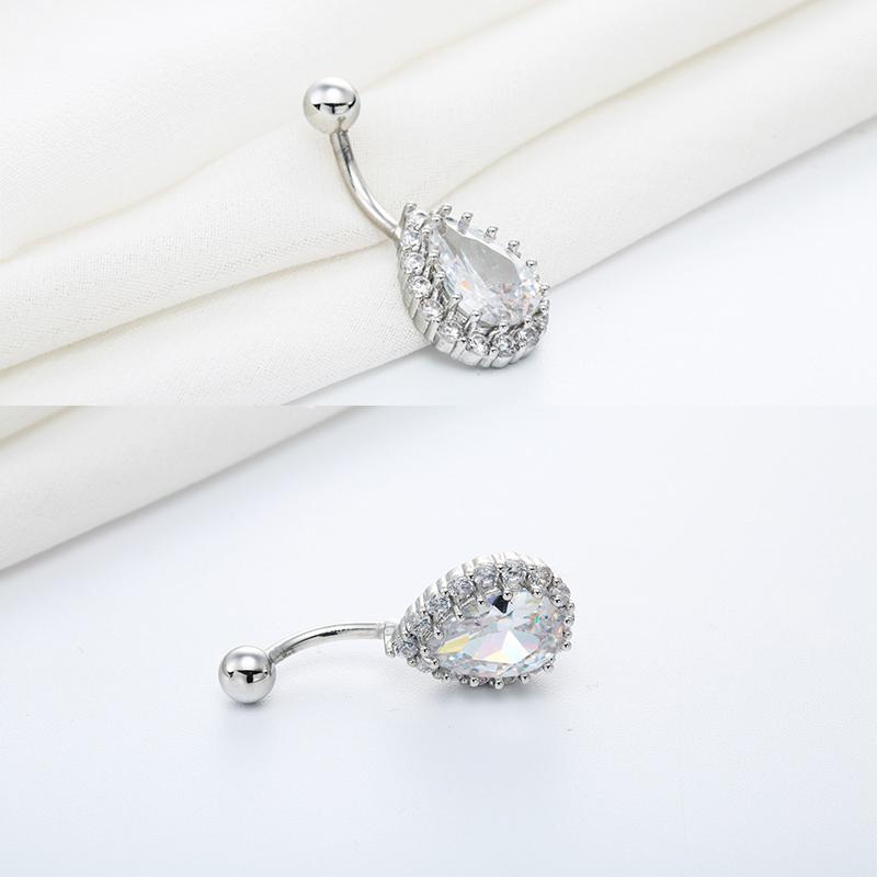 Anneaux de nombril en acier inoxydable 14G, anneaux de nombril en perles CZ, bijoux de perçage pour le corps, haltère