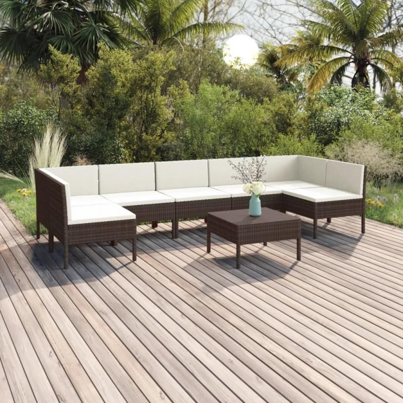 Day and Night - Day and Night Garden Furniture Set 8 Pieces and Brown Synthetic Rattan Cushions