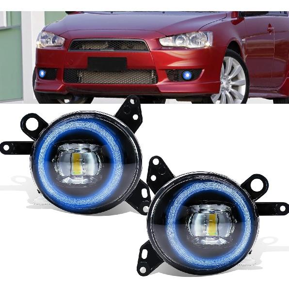

Angel Eye Fog Light For Mitsubishi Lancer 2008-2014 Front Bumper White LED Lamps with Blue Ring 1 Pair MBAE-WBU