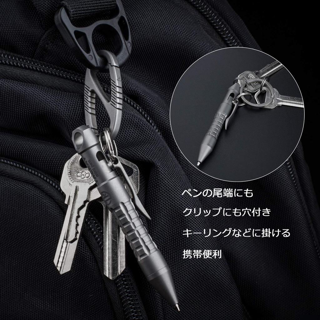 Bolígrafo de titanio TIMULTI con mecanismo de cerrojo, tipo llavero, mini EDC, para aliviar el estrés, aliviar los hábitos manuales y mejorar la concentración. (gris) (KP3/88 mm)