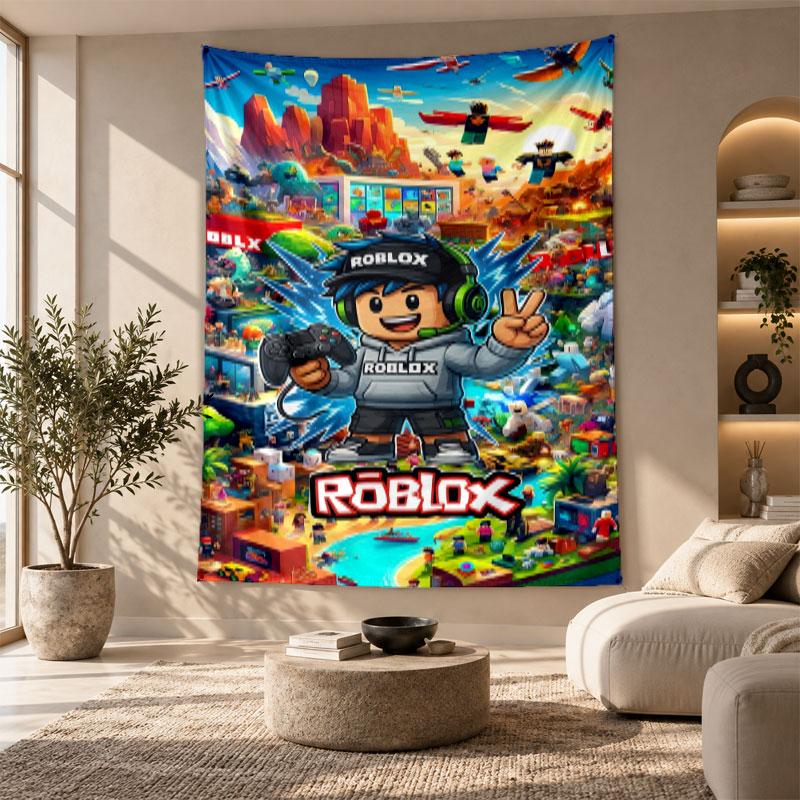 Dekoracyjny gobelin, Ścienna grafika z nadrukiem Roblox, Lekka ozdoba ścienna do sypialni