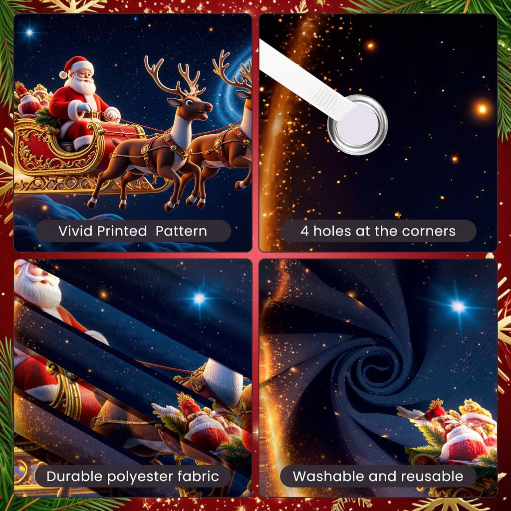 Santa Claus Display Shiny Elements Winter Display Reindeer Backdrop Festive Atmosphere Santa Sleigh Backdrop For Party Backdrop