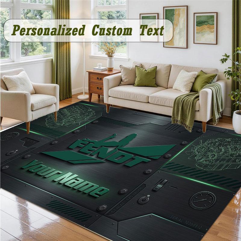 Crystal Velvet Square Rug Custom NameFendt Pattern Non Slip Home Floor Decor Rug