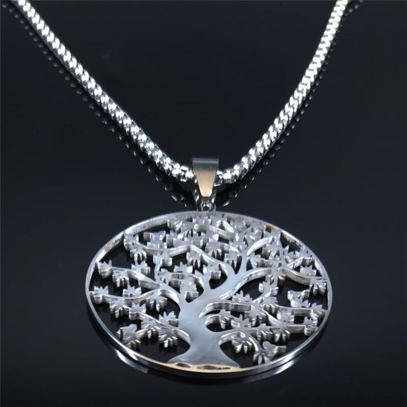 The Tree of Life Necklace Titanium Steel Pendant Versatile Snake Bone Chain