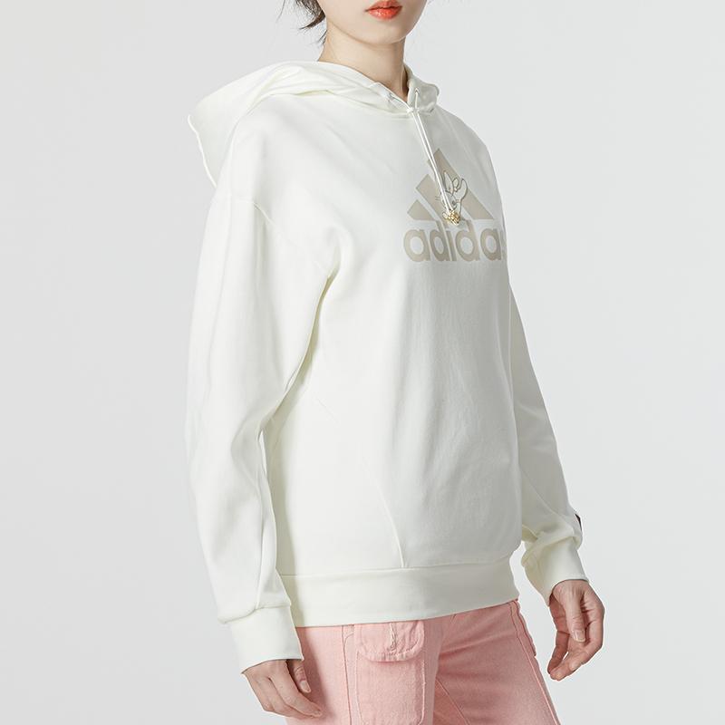 Adidas CNY Gfx Hoodie With Cartoon Rabbit Print Women Hoodie White HZ2994