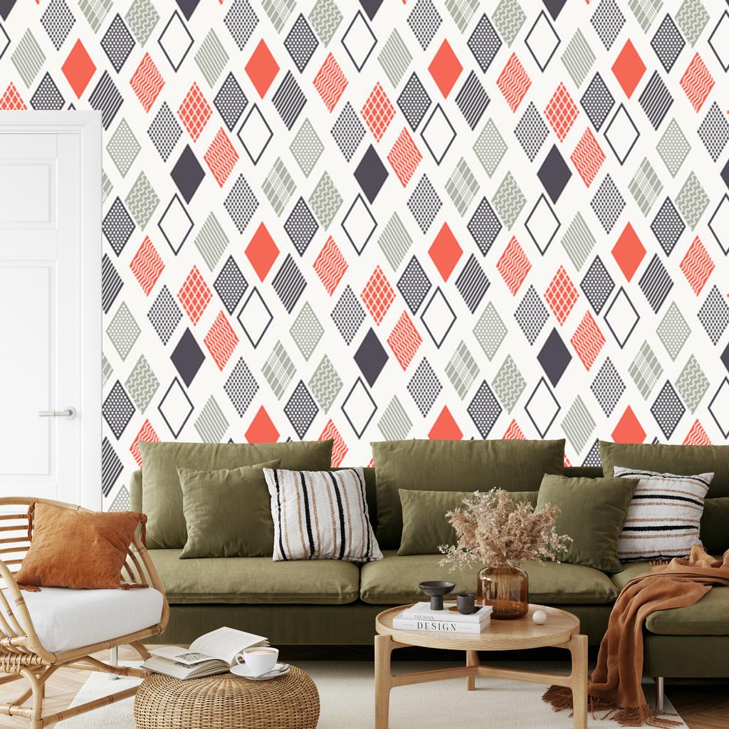 Geometric and colorful rhombus wallpaper for living room and bedroom 50x1000