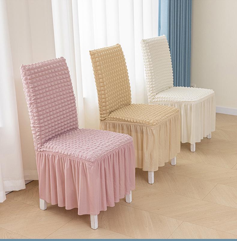 Capa de Cadeira Universal Seersucker com Saia, Estilo Espesso Tudo-em-Um para Sala de Jantar e Sala de Estar.