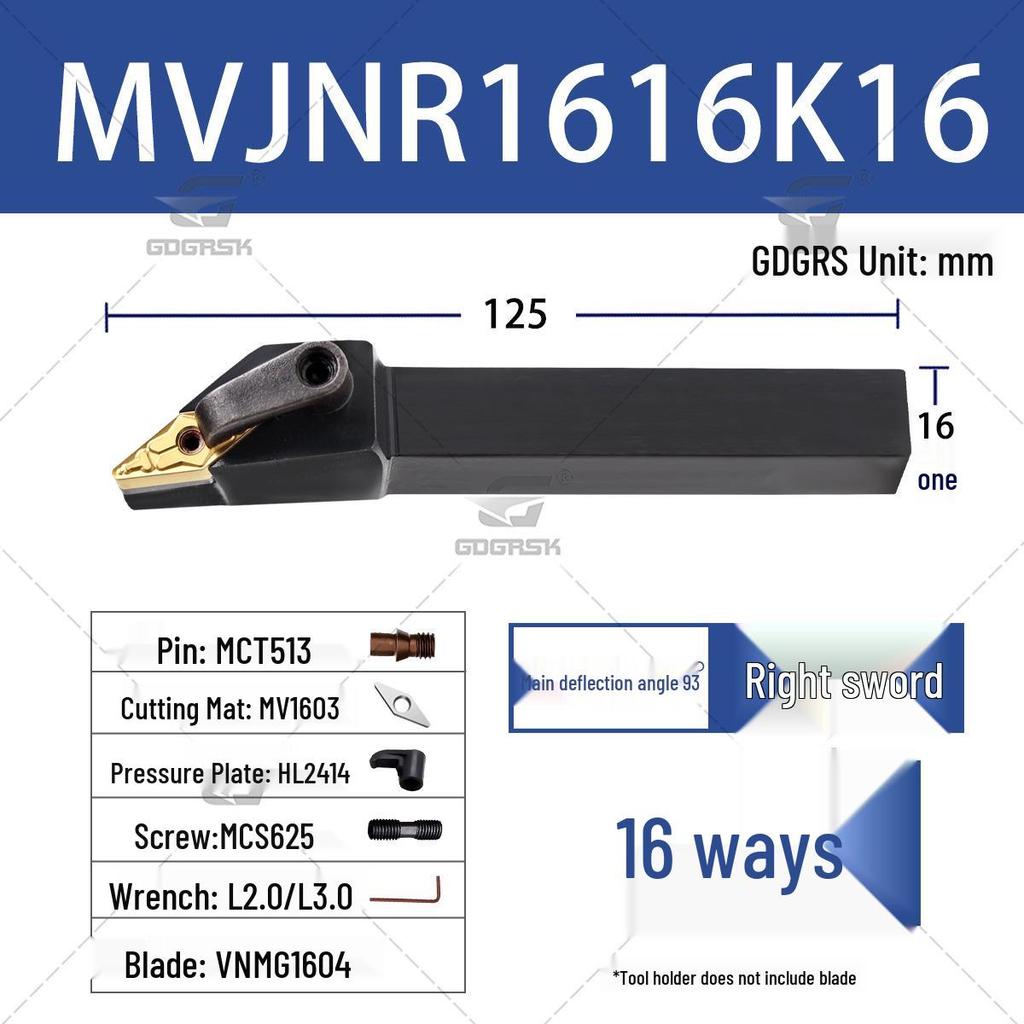 92° CNC Lathe External Turning Tool Holder (MVJNR1616K16/2020K16)