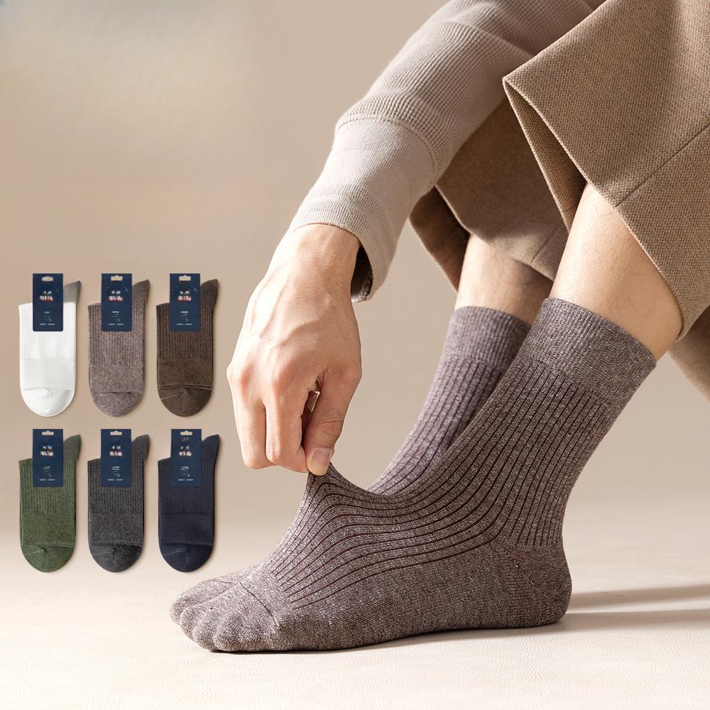 

Men Spring and Autumn Cotton Sweat Absorbing Breathable Pure Color Stockings 1 pair темно-сірий колір