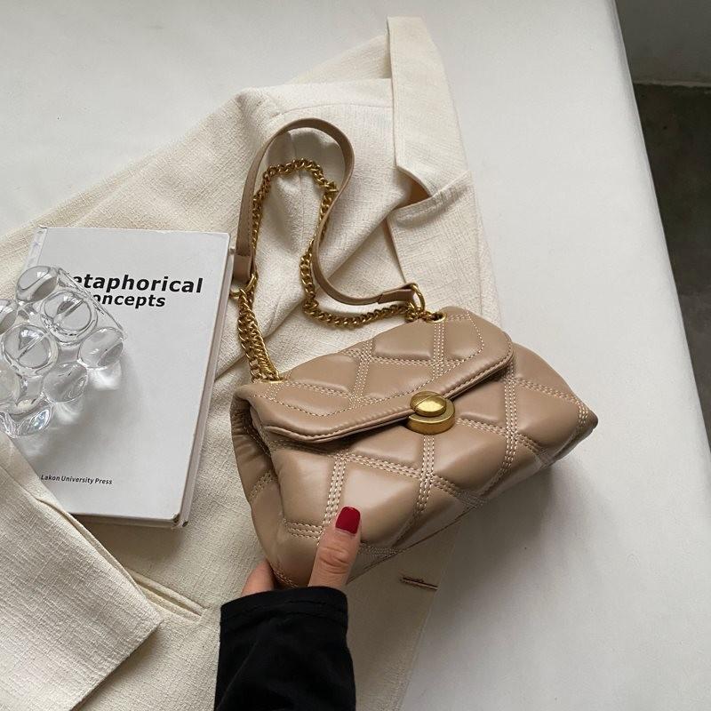 Chic Black Quilted Chain Crossbody Bag For Women Stylish Pu Leather Shoulder Purse