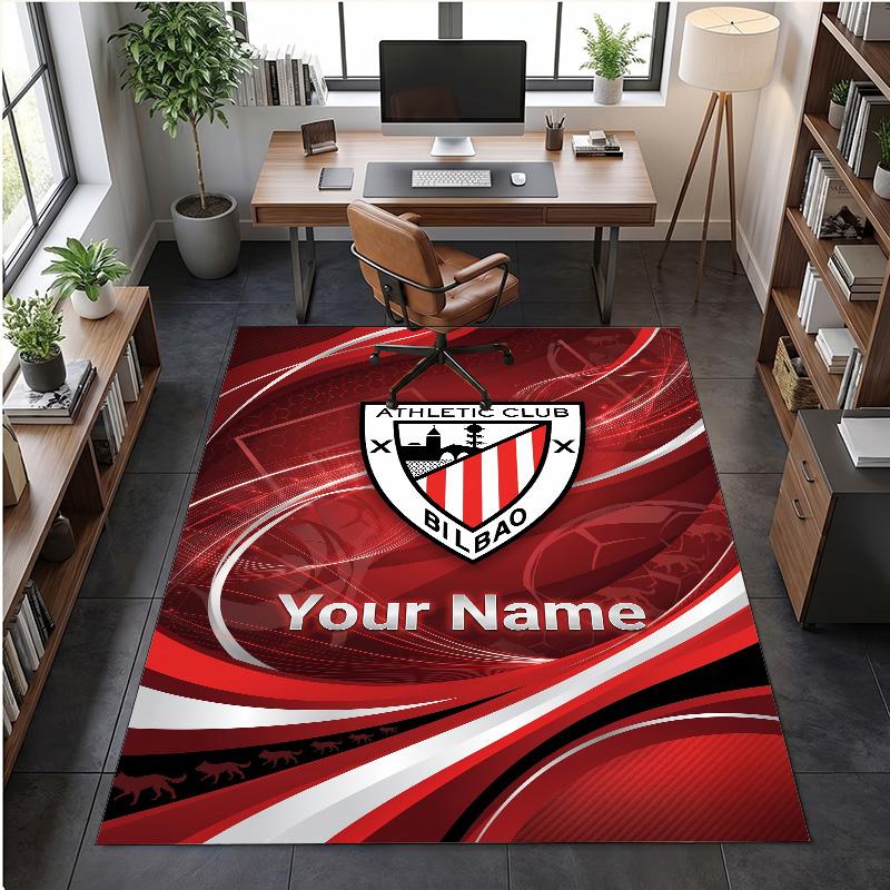 Crystal Velvet Rug Athletic Bilbao FC Print Custom Name Text Floor Mat Home Decor