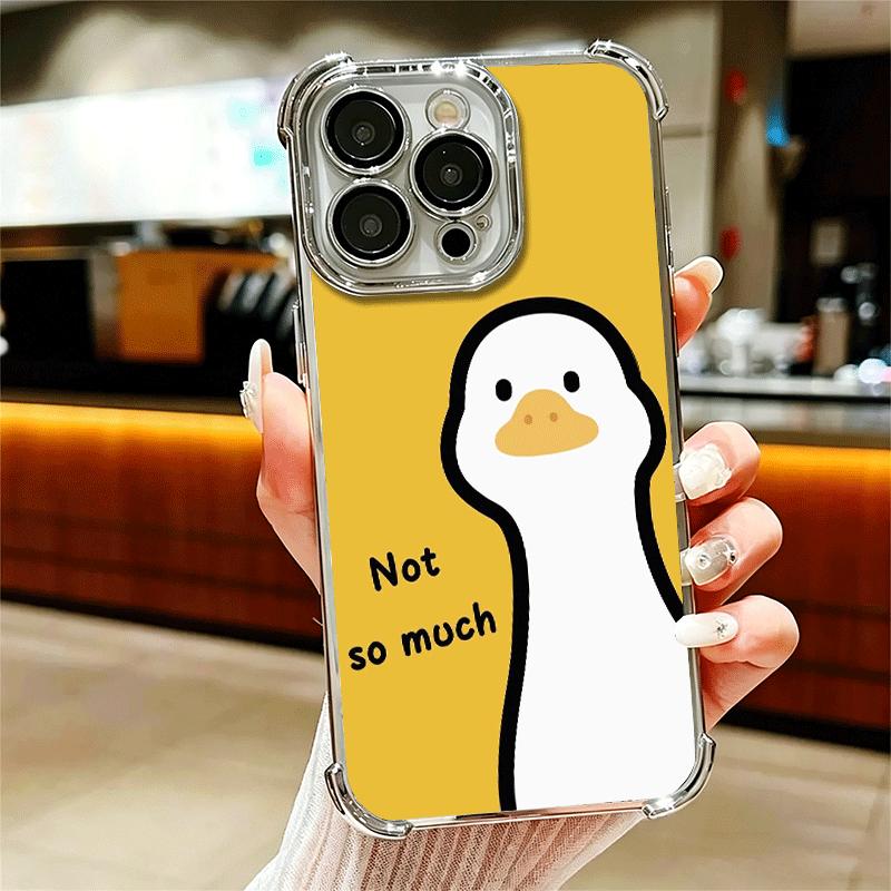 Cartoon Cute Duck Soft Phone Case For iPhone 15 16 17 Air 14 Pro Max 16E Plus 13 12 Mini Plating Anti-Fall Fundas