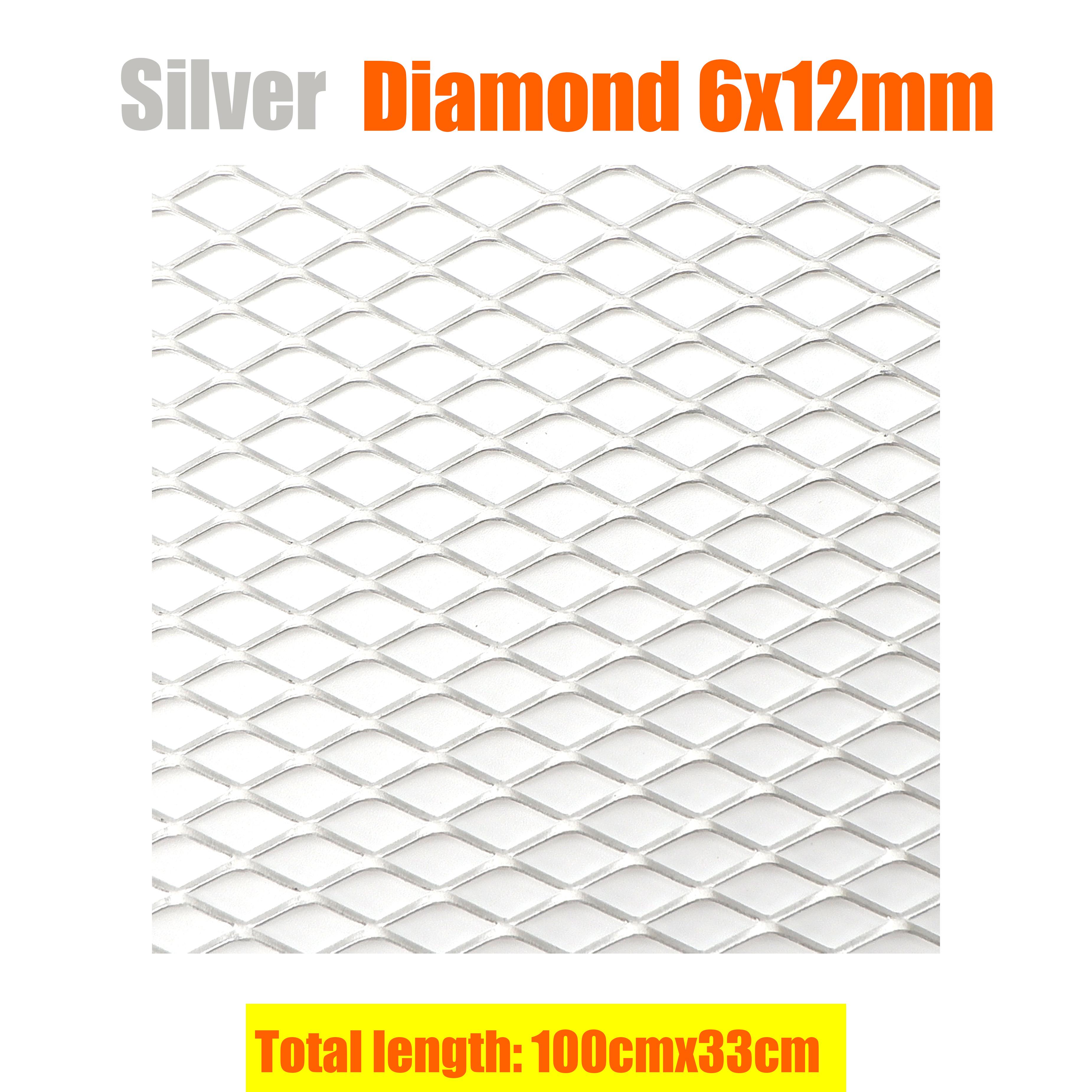 

100x33см Аллюминиевая Гоночная Решетка Бампера с Алмазными Отверстиями Сетка Вентиляционное Отверстие Черный Серебристый Красный Синий Тюнинг Универсальный