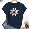 Women Summer T Shirt Retro Fashion Short Sleeve Tees Casual Flower Printed  Tops