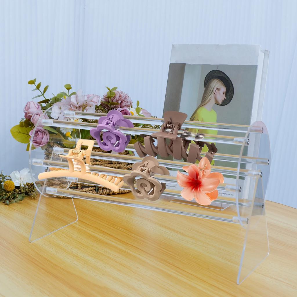 Acrylic Claw Clip Organizer Holder 360 Degree Rotating Claw Clip Holder Transparent Claw Clip Storage Rack Hair Clip Display