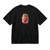 Women's Trend Classic T-Shirt Vibrant Red Strawberry Art Design Black Cotton Tee