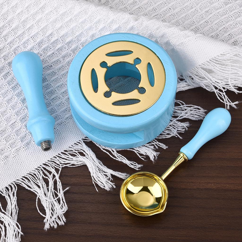 Wax Seal Stamp Set Lacquer Furnace Solid Wood Stove Fire Paint Seal Supplies Wax Spoon Sealing Wax Melting Pot Craft Supplies