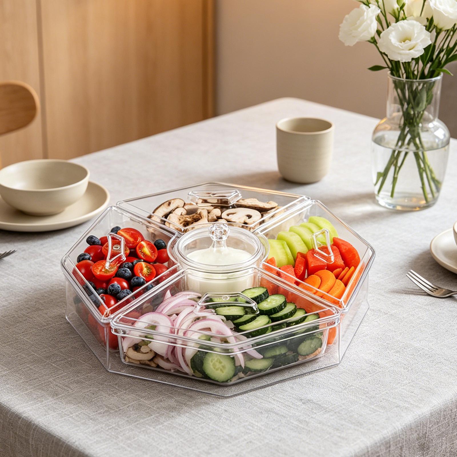 Rotating Cold Serving Tray Multi Purpose Ice Chilled Server Platter Detachable Cold Food Buffet Server for Daily Party&Picnic China Mainland