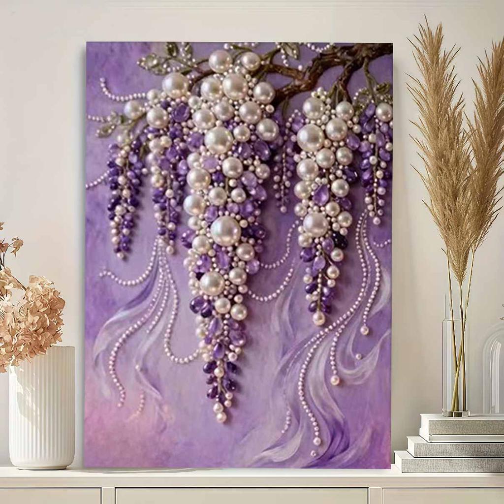 DIY Malování s perličkami levandule pro výzdobu domácí stěny Obrazy s perličkami a drahokamy Umělecká řemesla pro dospělé/začátečníky Nápad na dárek Domácí dekorace Bez rámu