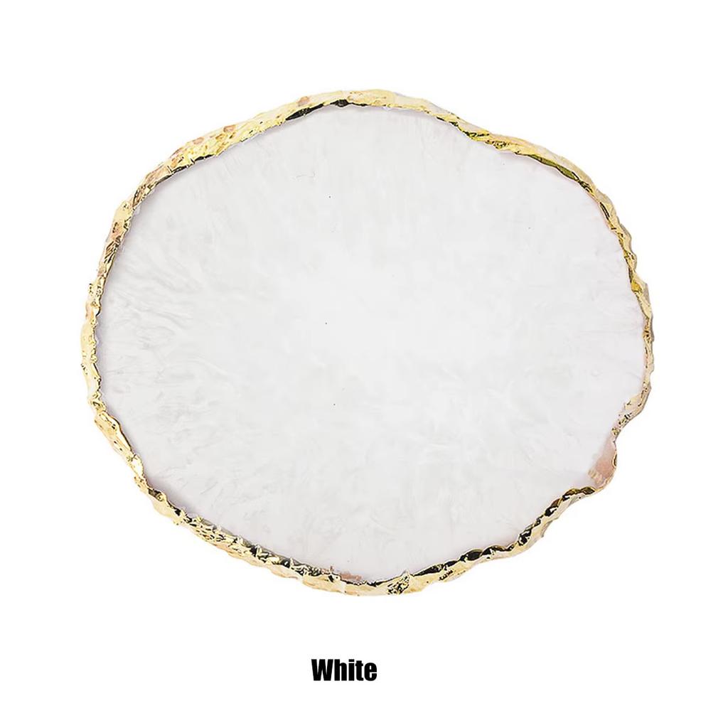 DIY Manicure Accessories Tools Resin Nail Art Painting Gel Palette Golden Edge Polish Agate Mix Stir Crystal Gem Plate 6 Colors