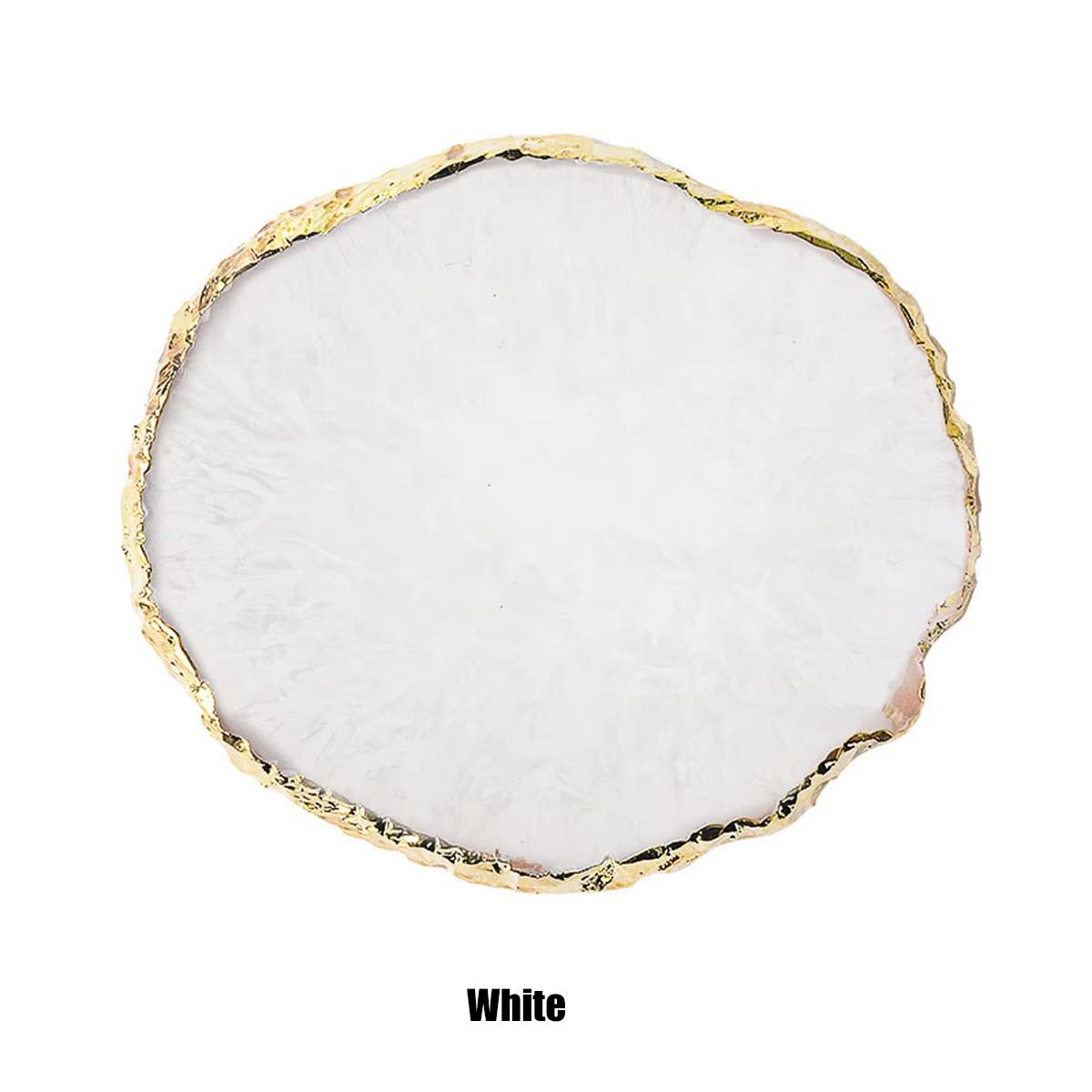 

DIY маникюрные аксессуары, инструменты, смола для дизайна ногтей, палитра геля для рисования с золотым краем, лак для агата, микс, перемешать, хрустальная пластина с драгоценными камнями, 6 цветов белый