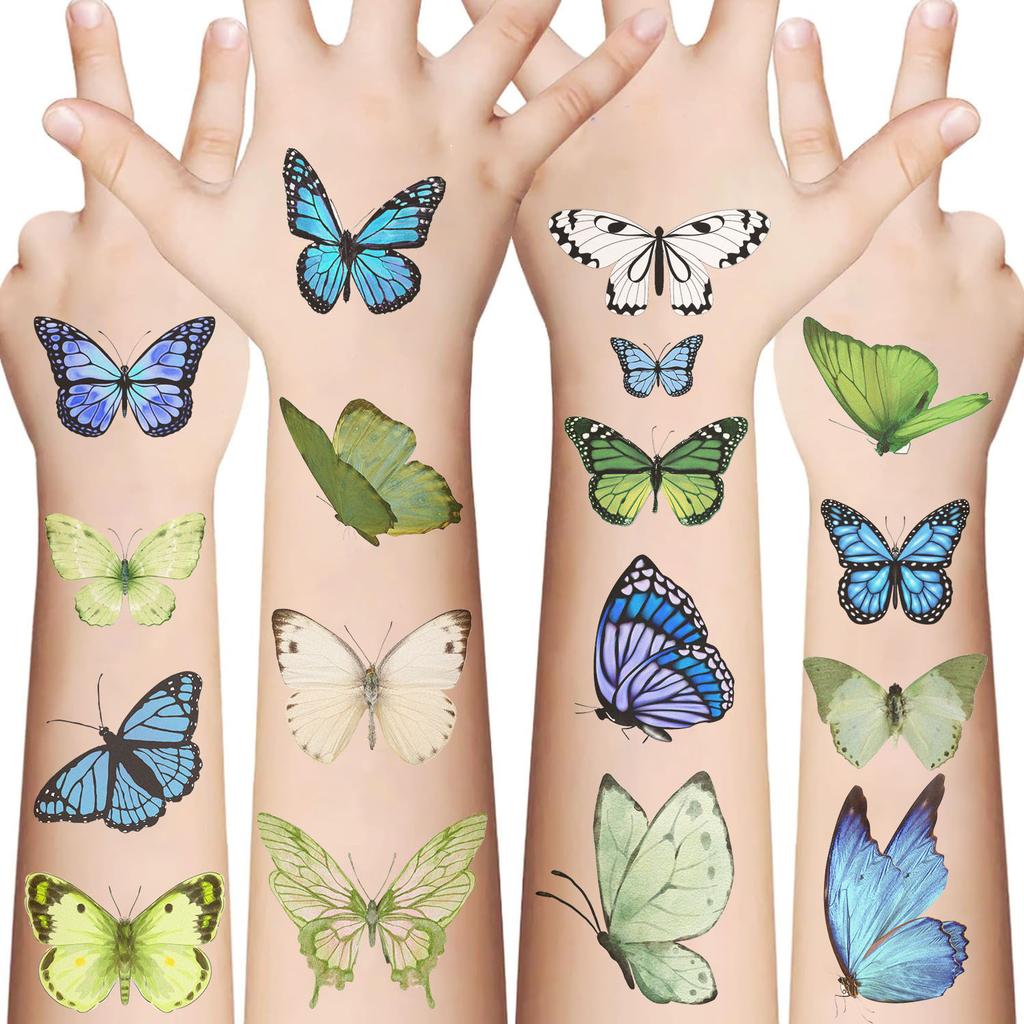 New Cartoon Colorful Butterfly Tattoo Stickers High-end Sense Boys and Girls Festival Party Children Temporary Tattoos