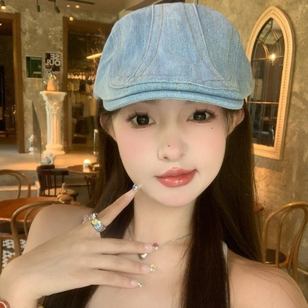 Y2k Forward Hat Cloth Artist Hat Casual Newsboy Hat  Women