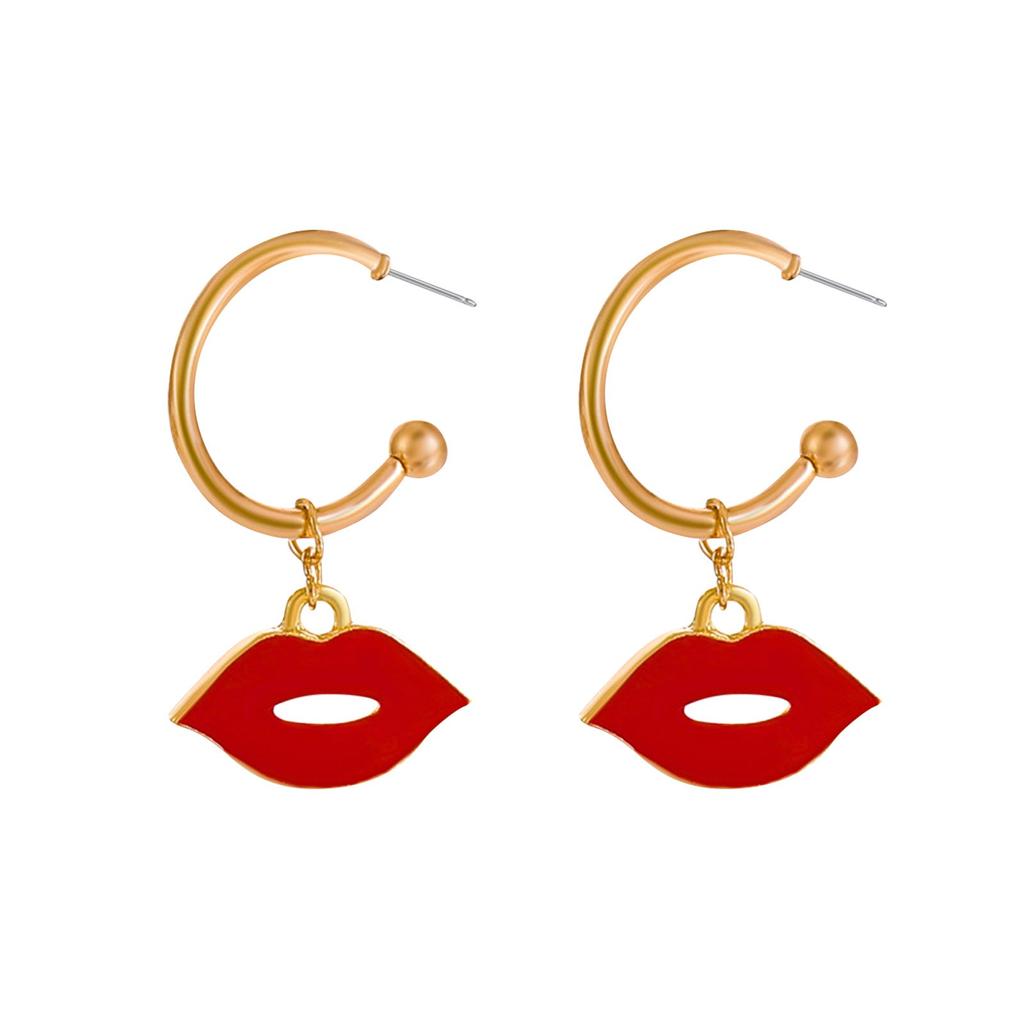 C-shaped Sexy Red Lips Earringss Jewelry Gifts Women's Accessorie