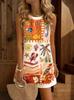 Summer Fashion Casual European and American Printed Crew Neck Vest Dress Women's Clothing Bamboo Hemp Comfortable Casual
