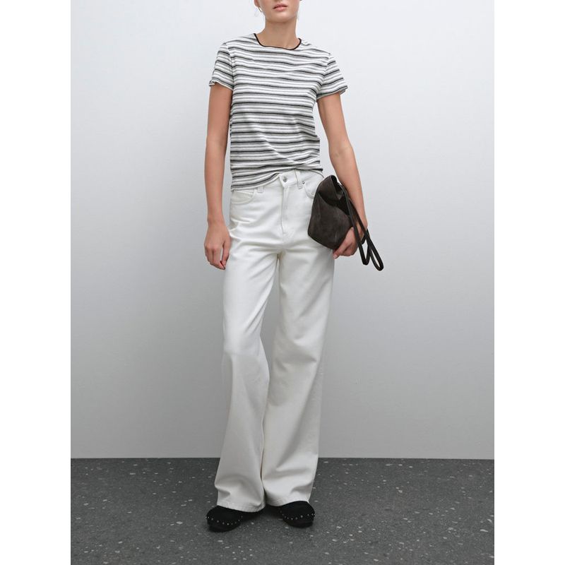 Za2025 Summer New Women clothes Casual Retro Stripe round Neck Short sleeve T-shirt Top 06206545 700