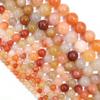 Natural Jades Stone Beads 4 6 8 10 12mm Lighter Imperial Jade Orange Round Loose Beads For DIY Jewelry Making Bracelets Necklace