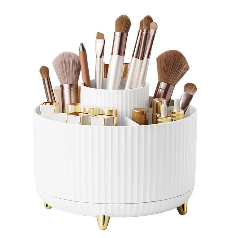 1Pcs 360° Rotating Makeup Brush Holder Storage Box, 5 Slot Makeup Brush Cup, Suitable for Bathroom Dressing Table,Office Desktop