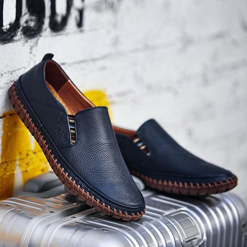 Fashion Brand Male Driving Flats All-match Leather Fashion Casual Shoes Men Comfortable Loafers Man Lightweight Mens Slip On Lazy Shoes
