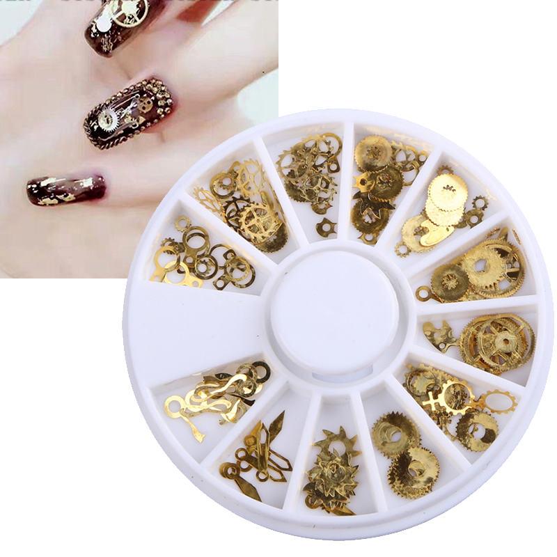 

120pcs/1 Wheel Multi-shape Metal Gear Nail Art Tips DIY Manicure Decoration