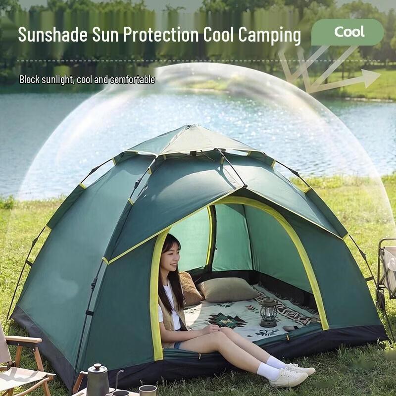HANDUNYOU Automatic Hexagonal Camping Tent with Mat