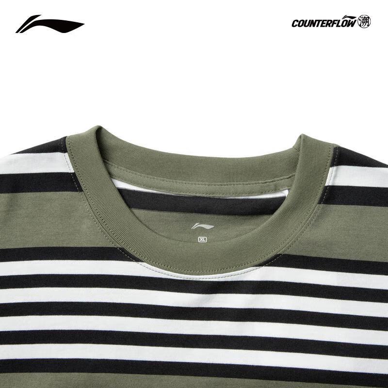 Li-Ning Men's Outdoor Quick-Dry Cooling Striped Short Sleeve T-Shirt ATSV181