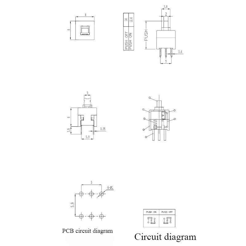Self-lock Button Switch 8*8 Button Switch Touch the Small Switch with Lock Without Lock Button