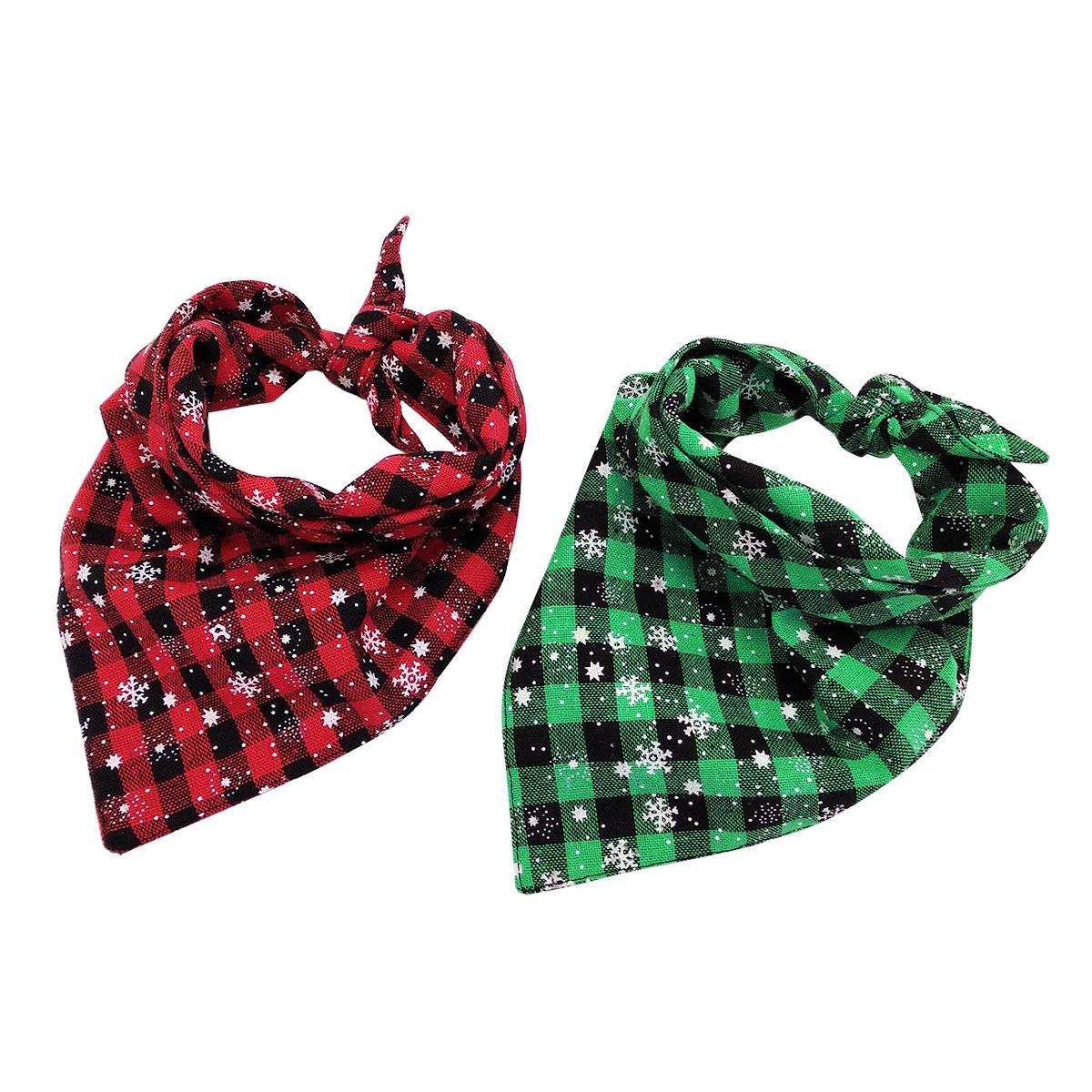 

New Christmas Pet Triangle Towel Plaid Dog Saliva Towel Cat Scarf Pet Supplies S