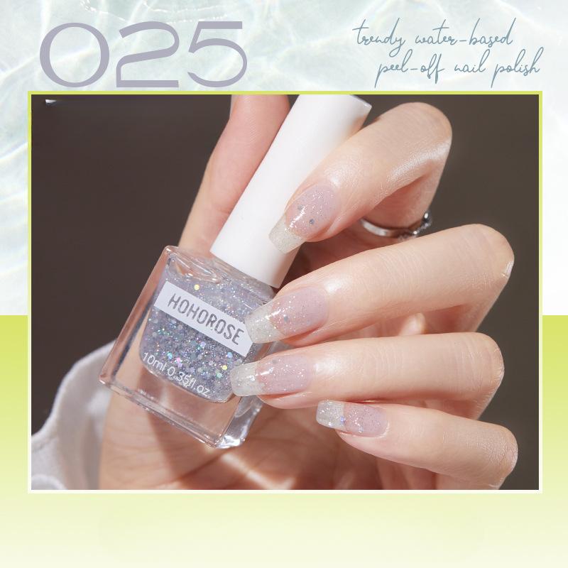 Fine Flash Aurora Fußnagellack, Weiß im Sommer, kein Einbrennen, schnell trocknender und lang anhaltender abziehbarer Nagellack, Basisöl, helles Öl