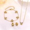 Elegant Zircon Butterfly Jewelry Set: Necklace, Bracelet & Stud Earrings