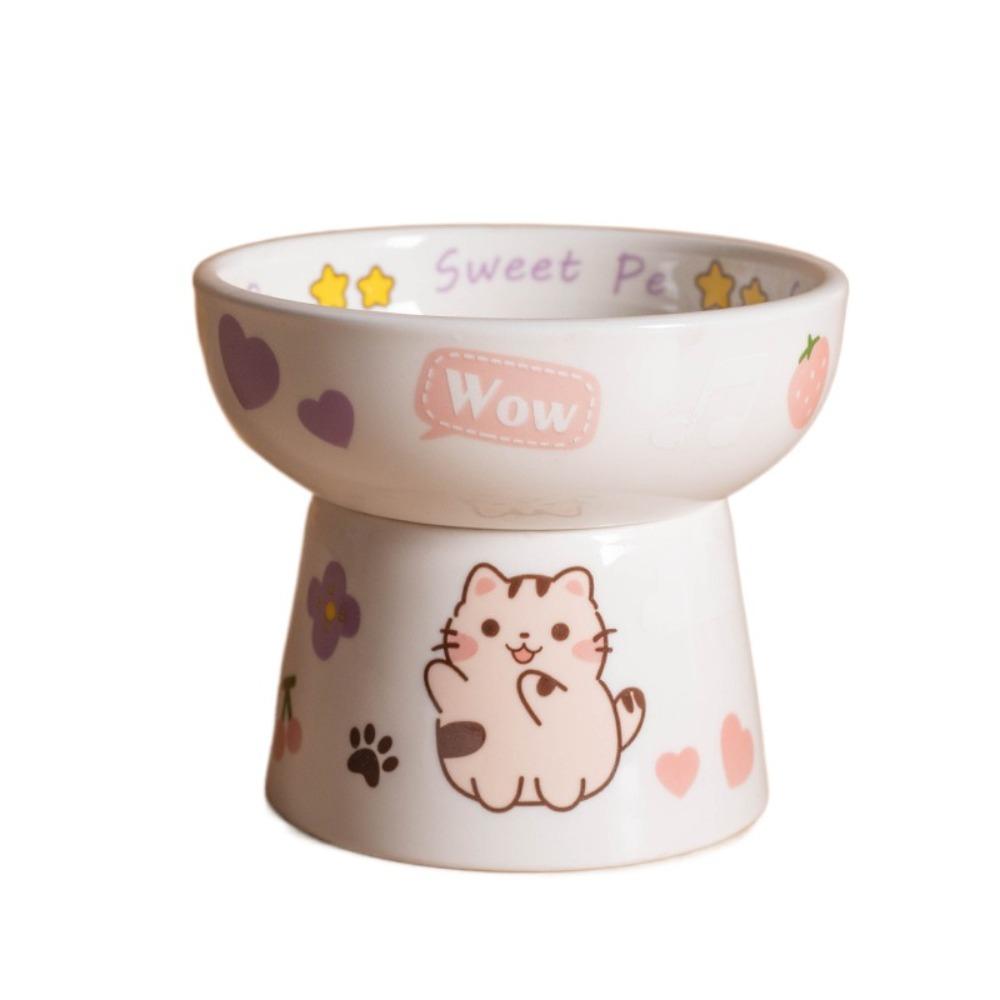 Ceramic Cat Bowl Anti Tipping Dog Food Feeding Basin Pet Drinking Feeder  Neck Protection