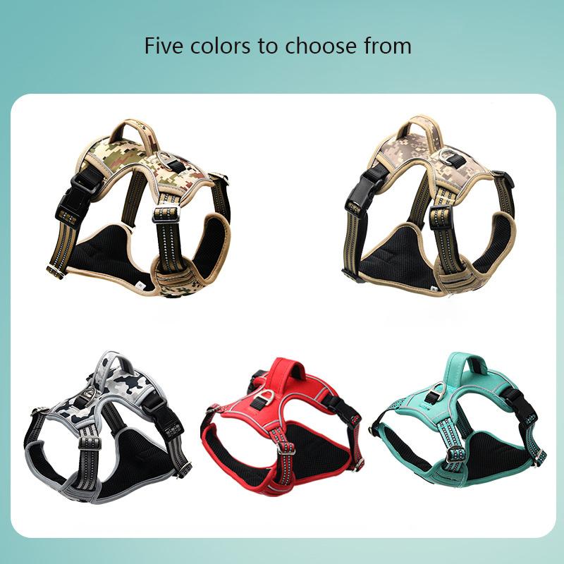 Classic Camouflage Pet Harness Adjustable Reflective Medium & Large Dog Harness Mesh Breathable with Control Handle To Prevent Bursting