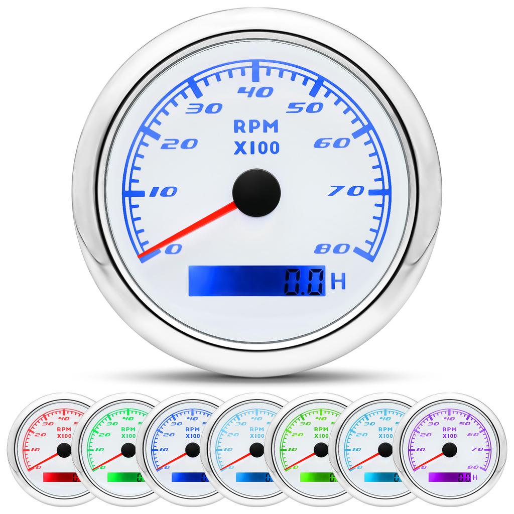 85mm Auto Tachometer 6000 RPM 8000 RPM Meter Waterproof Marine Tacho Gauge Sensor Boat rpm Diesel Engine Tachometer 9-32V