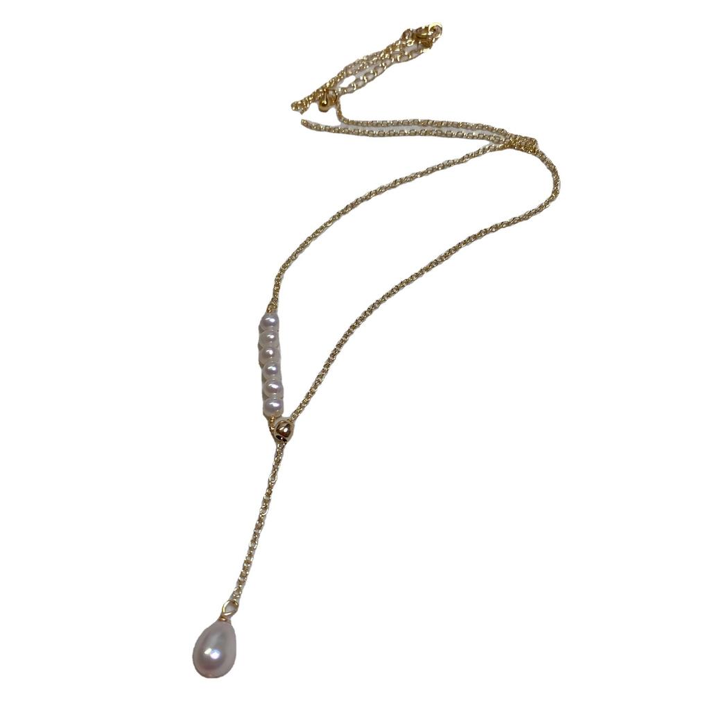 Colier perle naturale femei lanț claviculă lux nișă luminoasă 2024 nou accesorii lanț pulover lanț gât lung reglabil