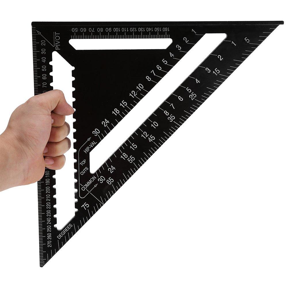 Aluminum 12 Inch Rafter Square Carpenter Measuring Layout Tool Alloy Metal Triangle Ruler Imperial Protractor for Woodworking and Carpentry 1 Pc