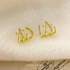 Four-claw ear row, no ear piercings, earrings, ear clips, women's no-hole mosquito coil disc copper-plated zircon stud earrings,high-end sense
