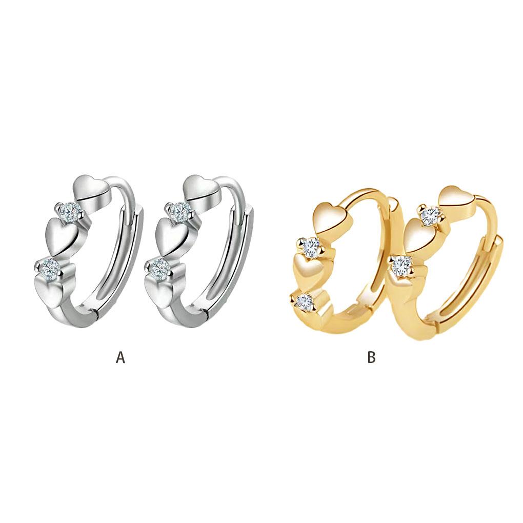 2pcs Alloy Elegant Zircon Decor Earrings - For Mothers Sisters And Friends Hearts Shape Slimming