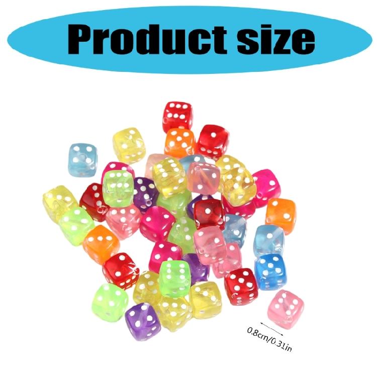 50 Pcs Six Sided Dices Acrylic Dices Board Game Acessories Table Game Dices Colorful Dices for Game