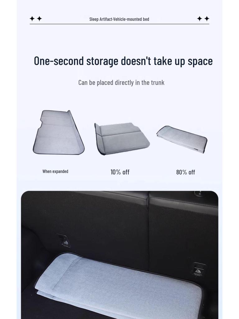 Universal Dual-Use Car Rear Seat Sleeping Pad - Self-Inflating, Foldable, Thickened for Camping and Travel